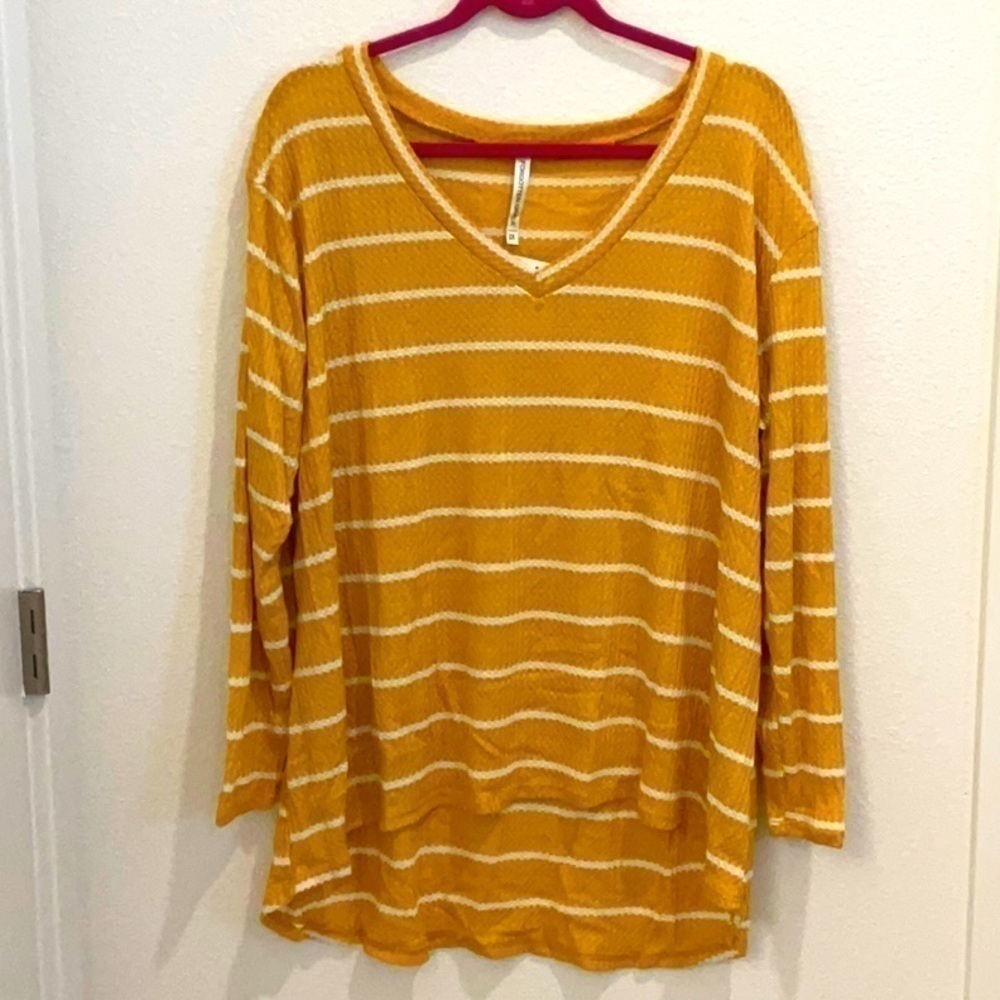 forgotten Grace Waffle Knit V Neck Pullover 2X NWT
